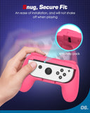 MoKo Grip for Nintendo Switch OLED Model Joycon & Switch Joy-Con, [2-Pack] Ergonomic Hand Grip Controller Handle Kit Compatible with Nintendo Switch/Switch OLED 2021 Joy Cons Controllers, Pink & Green