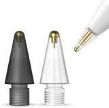 MoKo 2 Pack Replacement Pencil Tips for Apple Pencil 1st Gen and 2nd Generation, Noiseless No Wear Out Fine Point Precise Control Pen Like Nibs, Clear White & Black (0.47inch)