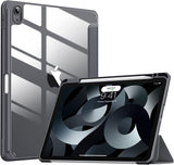 MoKo Case Fit iPad Air 5th/4th Generation 10.9 Inch 2022/2020 with Pencil Holder, [Support 2nd Gen Pencil Charging & Touch ID] Shockproof Frame with Clear Transparent Back,Auto Wake/Sleep,Lavender