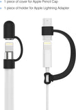 MoKo Pencil Cap Holder Fit Apple Pencil 1st Generation,USB Cable Tether and Pencil Cap, Fit New iPad 9th Generation 2021, iPad 8th/7th/6th, iPad Air 3rd Gen 10.5" 2019, iPad Mini 5,Black