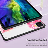 MoKo Case Fit iPad Pro 11" 2018/2020 [Support Apple Pencil 2 Charging] Flexible TPU Air-Pillow Edge Bumper Cushion Combines Clear Slim Lightweight Transparent Hard PC Back Cover - Blooming Flowers