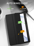 MoKo Case Fits Samsung Galaxy Tab S8 + 12.4 2022 (SM-X800/X806) / Tab S7 FE 12.4-Inch 2021 / Tab S7 Plus 12.4 2020 with S-Pen Holder, Transparent Back Tablet Cover with Auto-Wake, Black