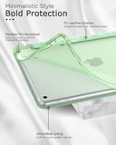 MoKo Case Fit New iPad 9th Generation Case 2021/8th Gen 2020/7th Gen 2019 with Pencil Holder, Trifold Stand Protective Case with Soft TPU Back, iPad 10.2 inch Case, Auto Wake/Sleep,Mottled Green