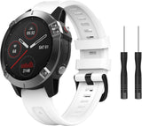 MoKo Watch Band Compatible with Garmin Fenix 7 Sapphire Solar/Solar/Fenix 6 Pro/5/5 Plus/Forerunner 935/945/Approach S60, Soft Silicone Replacement Strap Quick Release Fit 22mm Sport Strap, White