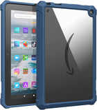 MoKo Case Fit with Amazon All-New Kindle Fire 7 Tablet (2022 Release-12th Generation) Latest Model 7", Perfect Protection with Fully Covered Soft TPU Edge Clear Back Cover for DIY, Denim Black