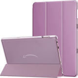MoKo Case Fits All-New Kindle Fire HD 10 & 10 Plus Tablet (11th Generation, 2021 Release) 10.1", PU Leather Trifold Stand Cover with Translucent Frosted Backshell with Auto Wake/Sleep, Peach Blossom