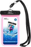 MoKo Waterproof Phone Pouch, Underwater Cellphone Case Dry Bag with Lanyard Armband Compatible with iPhone 11/11 Pro Max, X/Xs/Xr/Xs Max/SE 3, 8/7/6 Plus, Samsung S10/S9/S8 Plus, A10E, Note 10, Pink