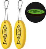 MoKo Boat Key Floating Keychain, 2 Pack Foam Key Rings Glow in Dark Buoyant Float Floater Keys Chains for Boating Fishing Surfing, Large Size, Fish