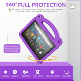 MoKo Case Fits Kindle Fire HD 8 & 8 Plus Tablet (10th Generation, 2020 Release), Shockproof Heavy Duty EVA Kids-Friendly Cover with Hand-Grip Convertible Stand - Purple