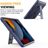 MoKo iPad 10.2 Inch Case for iPad 9th Generation 2021/ iPad 8th Generation 2020/ iPad 7th Generation 2019, [Heavy Duty] Shockproof Full Body Protective Cover with Built-in Screen Protector, Dark Blue