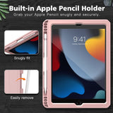 MoKo Case for New iPad 9th Generation 10.2 2021 / iPad 8th Gen 2020 / iPad 7th Gen 2019, iPad 10.2 Case,[Built-in Screen Protector + Pencil Holder] Full-Body Shockproof Cover,Auto Sleep/Wake,Rose Gold