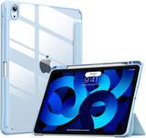 MoKo Case Fit iPad Air 5th/4th Generation 10.9 Inch 2022/2020 with Pencil Holder, [Support 2nd Gen Pencil Charging & Touch ID] Shockproof Frame with Clear Transparent Back,Auto Wake/Sleep,Lavender