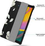 MoKo Case Fit Samsung Galaxy Tab A 10.1 2019 T510 T515 T517,Ultra Lightweight Slim Smart Hard Shell Stand Cover Folio Case for Galaxy Tab A 10.1 inch SM-T510/SM-T515 2019 Tablet - Black&White Magnolia