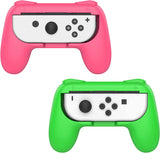 MoKo Grip for Nintendo Switch OLED Model Joycon & Switch Joy-Con, [2-Pack] Ergonomic Hand Grip Controller Handle Kit Compatible with Nintendo Switch/Switch OLED 2021 Joy Cons Controllers, Pink & Green