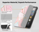 MoKo Case Fits Kindle Fire HD 8 & 8 Plus Tablet (10th Generation, 2020 Release), Soft TPU Translucent Frosted Back Cover Slim Smart Shell Auto Wake/Sleep - Geometric Marble Pink