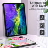 MoKo Case Fit iPad Pro 11" 2018/2020 [Support Apple Pencil 2 Charging] Flexible TPU Air-Pillow Edge Bumper Cushion Combines Clear Slim Lightweight Transparent Hard PC Back Cover - Blooming Flowers