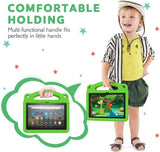 MoKo Case Fits Kindle Fire HD 8 & 8 Plus Tablet (10th Generation, 2020 Release), Shockproof Heavy Duty EVA Kids-Friendly Cover with Hand-Grip Convertible Stand - Green