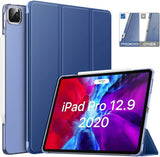 MoKo Case Fit iPad Pro 12.9 Inch 2020 (4th Gen) 2018 (3rd Gen), [Support Apple 2nd Pencil Charging] Slim Lightweight Translucent Back Shell Protective Smart Cover, Auto Wake/Sleep,Black