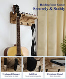 MoKo Guitar Wall Mount with 3 Hooks, Wood Guitar Wall Hanger Rack with Shelf Pick Holder, Guitar Holder Wall Stand Bass Guitar Bracket Organizer for Acoustic Electric Guitar Banjo Mandolin