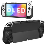 MoKo Protective Case Compatible with Nintendo Switch OLED Model 2021, TPU Ergonomic Grip Cover Case with Shock-Absorption and Anti-Scratch Design for Nintendo Switch OLED Console and Joy-Con, Black