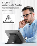 MoKo Phone/Tablet Stand, Aluminum Foldable Desktop Phone Holder for 4-12.9" Device, Fit with iPhone 13 iPad 9 iPad Mini 6, iPhone 12 Pro/iPad Air 4/3, Mini 5/4/3/2/1, Galaxy S20- Large, Black