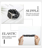 MoKo Elastic Band Compatible with Fitbit Versa 3 / Sense, Stretchy Fabric Scrunchie Bands Scrunchy Wrist Band Replacement Strap Watchband for Women Girl, S, Daisy Indigo