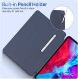MoKo Case Fit iPad Pro 12.9 Inch 2020 (4th Gen) 2018 (3rd Gen) with Elastic Pencil Holder, [Support Apple 2 Pencil Charging] Slim Lightweight Smart Shell Stand Cover, Auto Wake/Sleep, Indigo