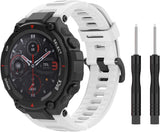 MoKo Sport Strap Compatible with Huami Amazfit T-Rex/T-Rex Pro, Soft Silicone Watch Band Adjustable Wristband Replacement Watchband with Tools, Red
