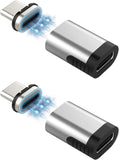 MoKo 2PACK Magnetic USB C Adapter, 24 Pins Type C Connector Female to Male Extender Converter 100W Fast Charge Support 10Gb/s Data Transfer 4K@60Hz Video Output for Laptop, Mobile Phone, Silver Gray