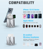 MoKo Foldable 2 in 1 Magnetic Wireless Charger Stand, Fast Charging Station Dock Compatible with Magsafe Charger iPhone 13 12 Pro Max Mini iwatch 7/6/5/4/3/2/SE Airpods 3/2/Pro