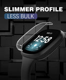 MoKo 3-PACK Screen Protector Case Compatible with Fitbit Versa 3/Versa Sense, TPU Plated Bumper Shell Full Cover Protective Case with TPU Screen Protector - Black & Silver & Clear