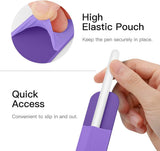 MoKo Pencil Case Holder Sticker Fit Apple Pencil 1st/2nd Generation, Elastic Pencil Pouch PU Leather Adhesive Sleeve Fit iPad 9th/8th Gen, iPad Air 5/4, iPad Pro 11&12.9, iPad Mini 6, Purple