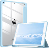 MoKo Case Fit New iPad 9th/8th/7th Generation Case with Pencil Holder (2021/2020/2019), iPad 10.2 inch Clear Shell Cover with Translucent Back Corner/Bumper Protector Case, Auto Wake/Sleep, Rose Gold