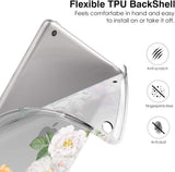 MoKo Case for New iPad 9th/8th/7th Gen Case (2021/2020/2019), Soft TPU Translucent Frosted Back Cover Slim Shell Protective Case with Stand for iPad 10.2 inch,Auto Wake/Sleep,Various Flowers