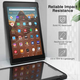 MoKo Case for Amazon Fire HD 10 Tablet (7th and 9th Generation, 2017 and 2019 Release) 10”, Flexible Transparent TPU Shockproof Soft Edge Bumper Hard PC Back Cover for Fire HD 10.1 Inch Tablet - Black