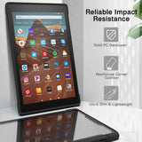 MoKo Case for Amazon Fire HD 10 Tablet (7th and 9th Generation, 2017 and 2019 Release) 10”, Flexible Transparent TPU Shockproof Soft Edge Bumper Hard PC Back Cover for Fire HD 10.1 Inch Tablet - Black