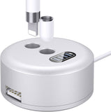 MoKo Aluminium Alloy Charging Stand Compatible with Apple Pencil Charger 1st Generation, iPad Pencil Charger Charging Station Stand, Apple Pen Charger Holder with LED Screen USB Port - Sky Blue
