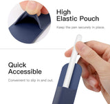 MoKo Pencil Case Holder Sticker Fit Apple Pencil 1st/2nd Generation, Elastic Pencil Pouch PU Leather Adhesive Sleeve Fit iPad 9th/8th Gen, iPad Air 5/4, iPad Pro 11&12.9, iPad Mini 6 - Indigo