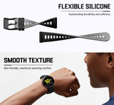 MoKo Watch Band Compatible with Garmin Vivoactive 3/Venu/Venu Sq/Forerunner 245/645/55/Galaxy Watch 4/4 Classic/3 41mm/Active/Active 2, Soft Silicone Replacement Sport Strap, Black & Gray