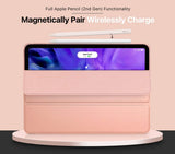 MoKo Case Fit iPad Pro 11 2nd Gen 2020 & 2018 [Support Apple Pencil 2 Charging] Case with Stand, Soft TPU Translucent Frosted Back Cover Slim Smart Shell iPad Pro 11 Case, Auto Wake/Sleep - Rose Gold