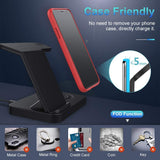 MoKo 3 in 1 Wireless Charger Fast Charging Station Dock Compatible iPhone 13/12/11 Pro Max SE/XS/XR/X Samsung Galaxy, Apple Watch SE/6/5/4/3/2,Airpods Pro/2, Galaxy Bud+(QC European Adapter)
