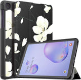 MoKo Case Compatible with Galaxy Tab A 8.4" 2020, Ultra-Thin PU Trifold Tablet Cover Shell Case Fits Samsung Galaxy Tab A 8.4 2020 Model SM-T307 (Verizon/T-Mobile/Sprint) ONLY - Black & White Magnolia