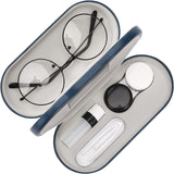 MoKo Double Eyeglass Case, Contact Lens Case with Mirror Tweezers Remover, 2 in 1 Double Sided Portable Contact Lens Box Holder Container