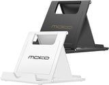 MoKo 2 Pack Phone/Tablet Stand, Foldable Desktop Holder for 4-11" Devices, Fit with iPhone 13 Pro Max/13, iPhone 12/12 pro Max/11, iPad Air 4/Mini 6 2021, iPad 9th 10.2, Galaxy S20, White + Black