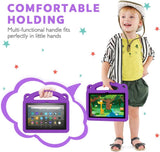 MoKo Case Fits Kindle Fire HD 8 & 8 Plus Tablet (10th Generation, 2020 Release), Shockproof Heavy Duty EVA Kids-Friendly Cover with Hand-Grip Convertible Stand - Purple