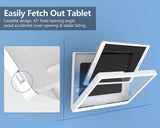 MoKo Wall Mount Shower Tablet Holder, 360 Rotation Waterproof Tablet Holder Bathroom Tablet Case Mount Shelf with Touchable Anti-Fog Screen for Tablets Up to 10.2", Fit with iPad 9 iPad Mini 6, White