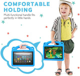 MoKo Case Fits Kindle Fire HD 8 & 8 Plus Tablet (10th Generation, 2020 Release), Shockproof Heavy Duty EVA Foam Kids-Friendly Cover with Hand-Grip Convertible Stand - Blue