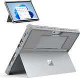 MoKo Case Fits Microsoft Surface Pro 8 13" Touchscreen 2021 Release Tablet - All-in-One Protective Rugged Cover Case with Hand Strap & Compatible with Type Cover Keyboard, Light Gray