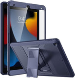 MoKo iPad 10.2 Inch Case for iPad 9th Generation 2021/ iPad 8th Generation 2020/ iPad 7th Generation 2019, [Heavy Duty] Shockproof Full Body Protective Cover with Built-in Screen Protector, Dark Blue