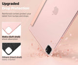 MoKo Case Fit iPad Pro 12.9 4th Generation 2020 & 2018 [Support Apple Pencil 2 Charging] Case with Stand, Soft TPU Translucent Frosted Back Cover Slim Smart Shell, Auto Wake/Sleep - Rose Gold